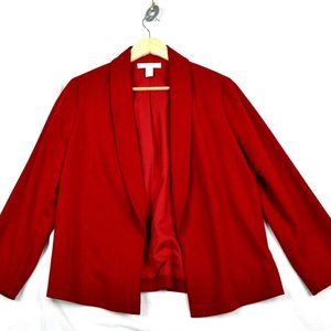 Chico's Red Open Front Blazer Jacket Size 1 Medium Career